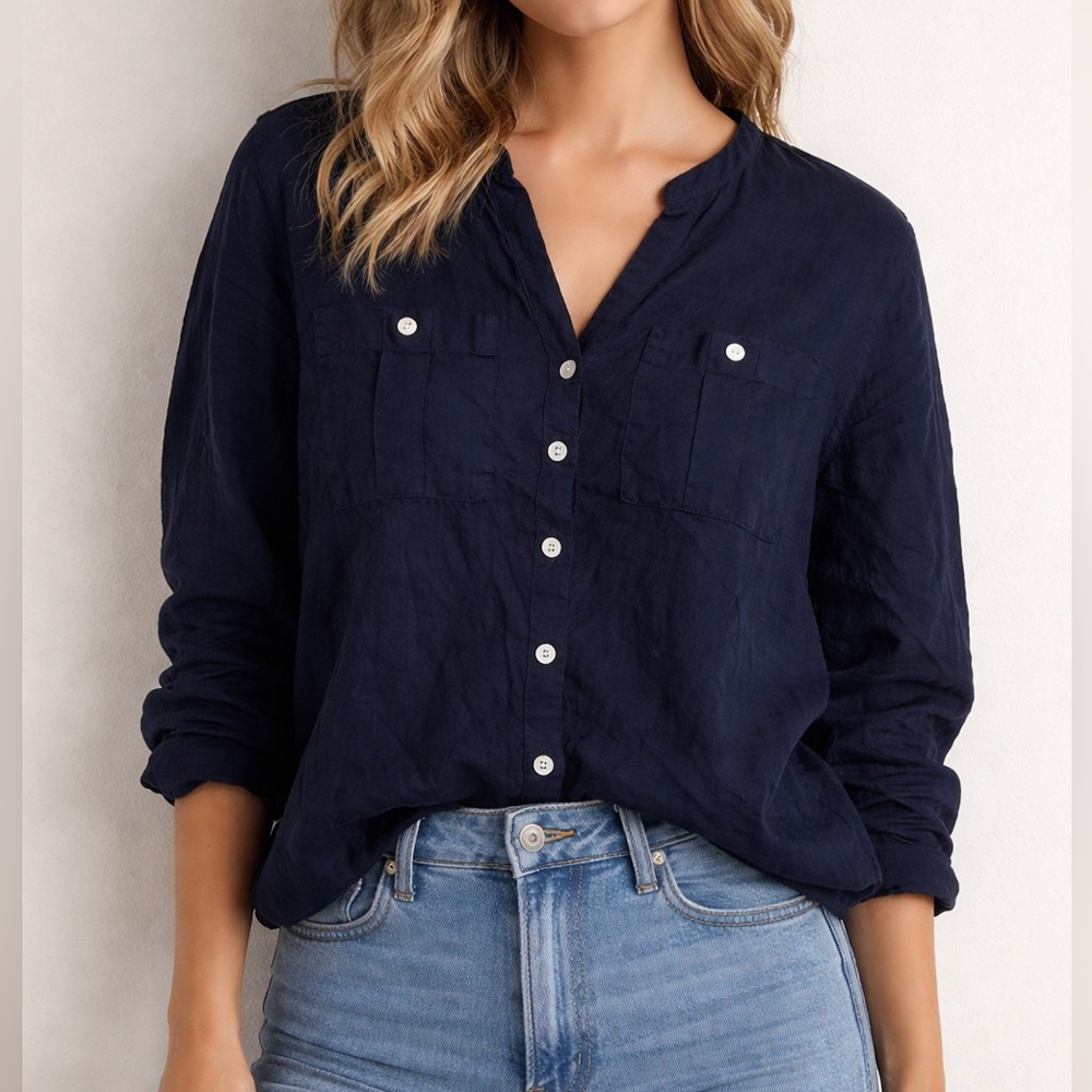 Isaac Mizrahi • Dark Blue Button-Down Shirt